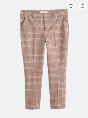 Liverpool Plaid Kelsey Straight Leg Pants in Beige and Pink